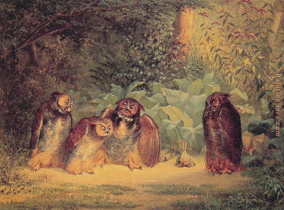 Owls painting - William Beard Owls art painting